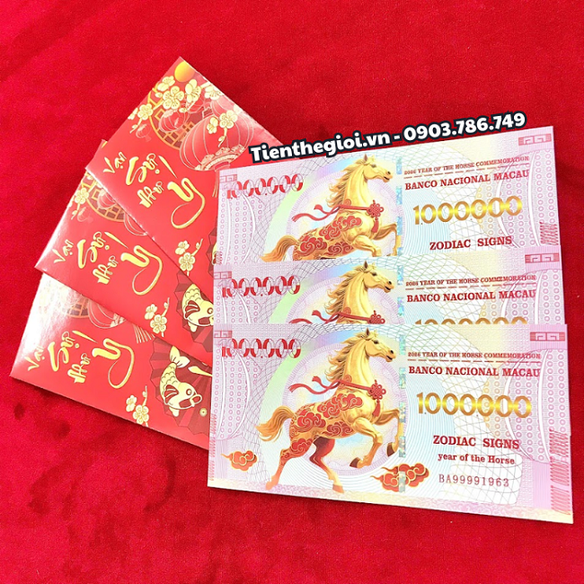 Tờ Tiền Lì Xì 1 Triệu Đô La Macao Hình Con Ngựa 2026